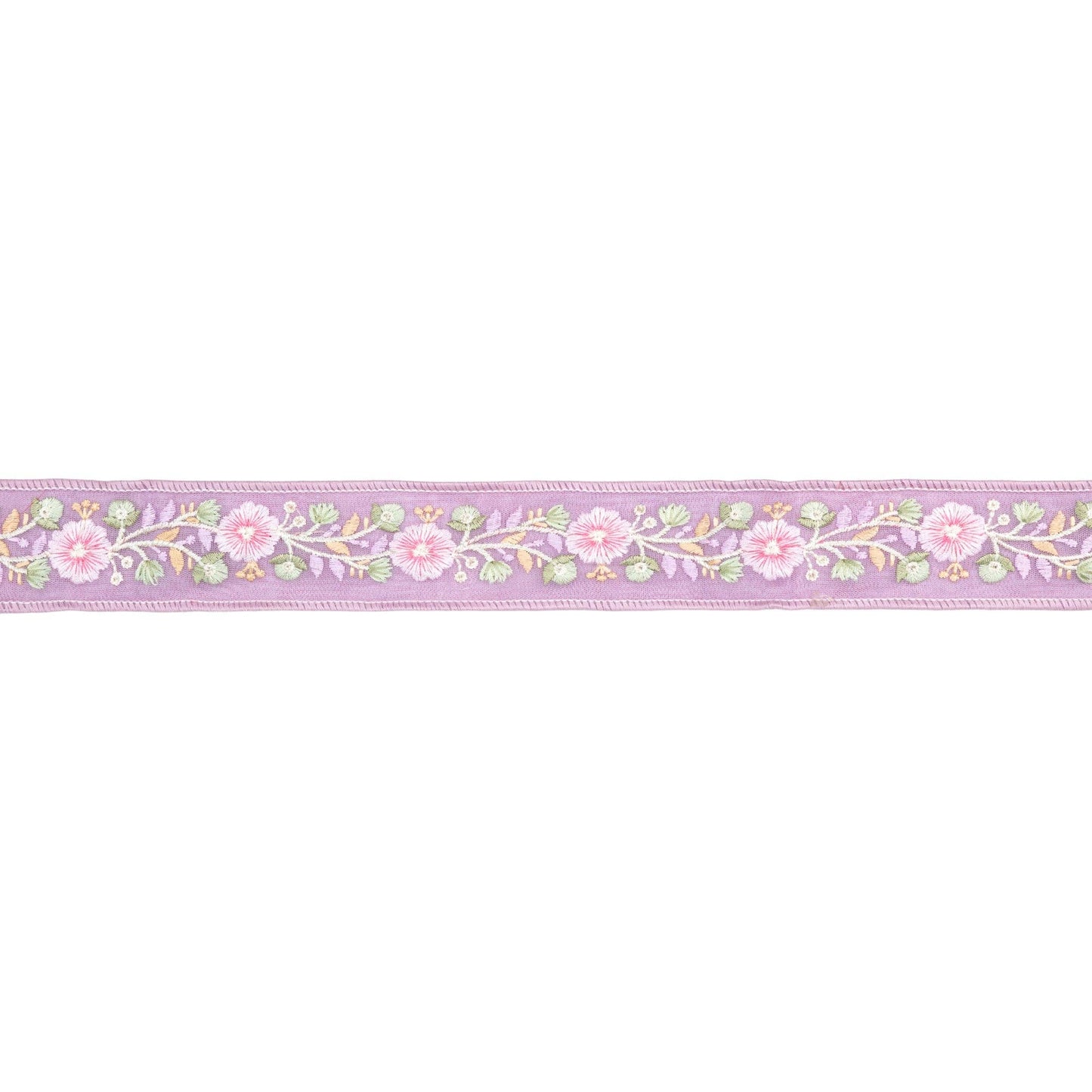 1 1/2" Wired Dupioni Ribbon | Lavender Flower Trim | 5 Yard Roll