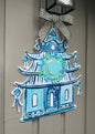 LARGE Designer Blue Pagoda Personalized Door Hanger