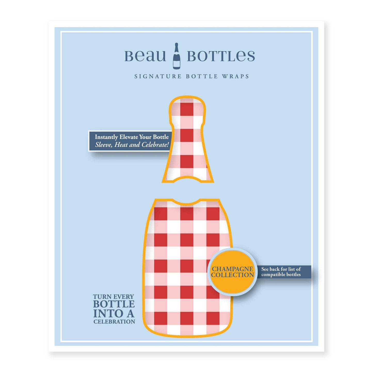 Beau Bottles Red and White Gingham – Champagne Collection
