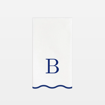 Letter “B” Initials Monogram Paper Napkins - Blue and White Scalloped