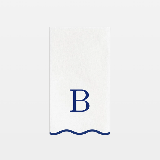 Letter “B” Initials Monogram Paper Napkins - Blue and White Scalloped