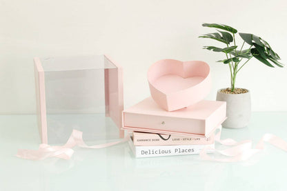 Square PVC Flower Box with Tilted Heart and Drawer