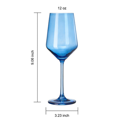 Blue Wine Glasses Set of 6 - 12 oz Cobalt Blue Glassware