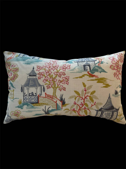 Hestor Chinoiserie LUMBAR Pillow with Feather Insert 