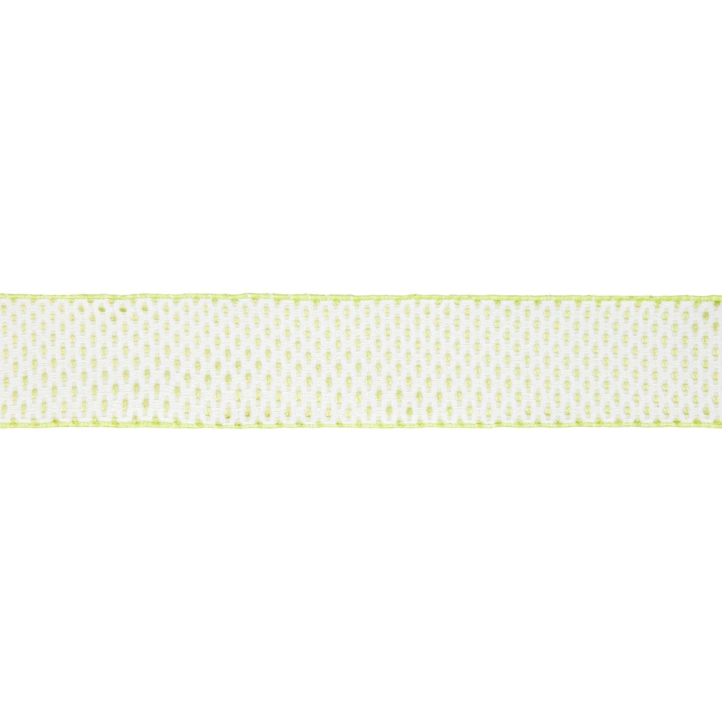 2 1/2" Wired Ribbon | Lime Green/White Woven | 10 Yard Roll