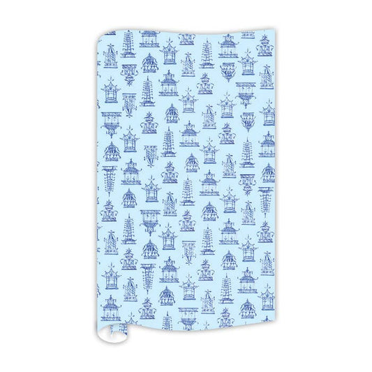 Blue Pagoda Pattern Wrapping Paper