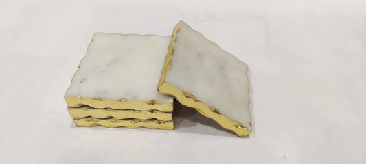 Set of 4 White Marble Coasters