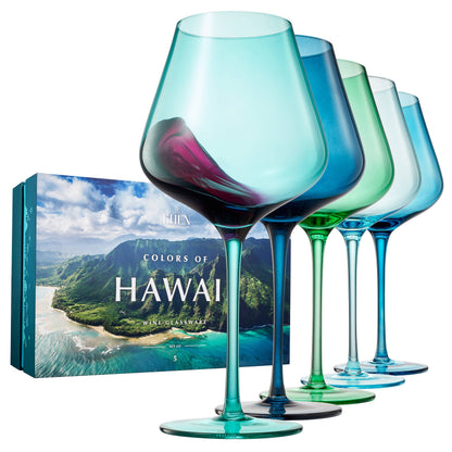 Beaches of Hawaii Wine Glassware | 5 Set, 20 OZ - City Sets
