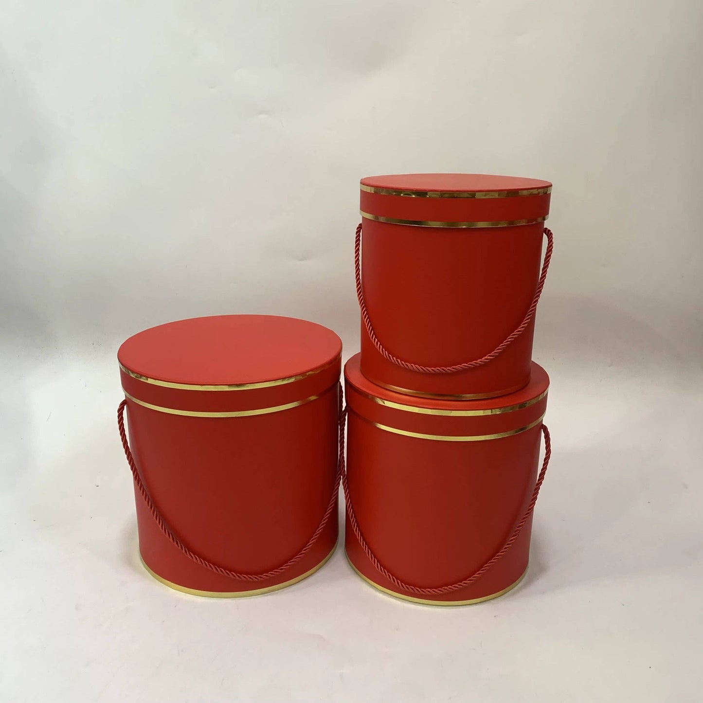 Double Gold Rim Round Flower Gift Box