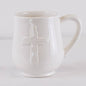 Cross Embossed Coffee Mug - White   18oz