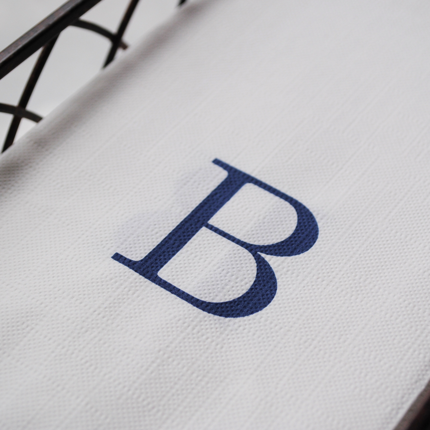 Letter “B” Initials Monogram Paper Napkins - Blue and White Scalloped
