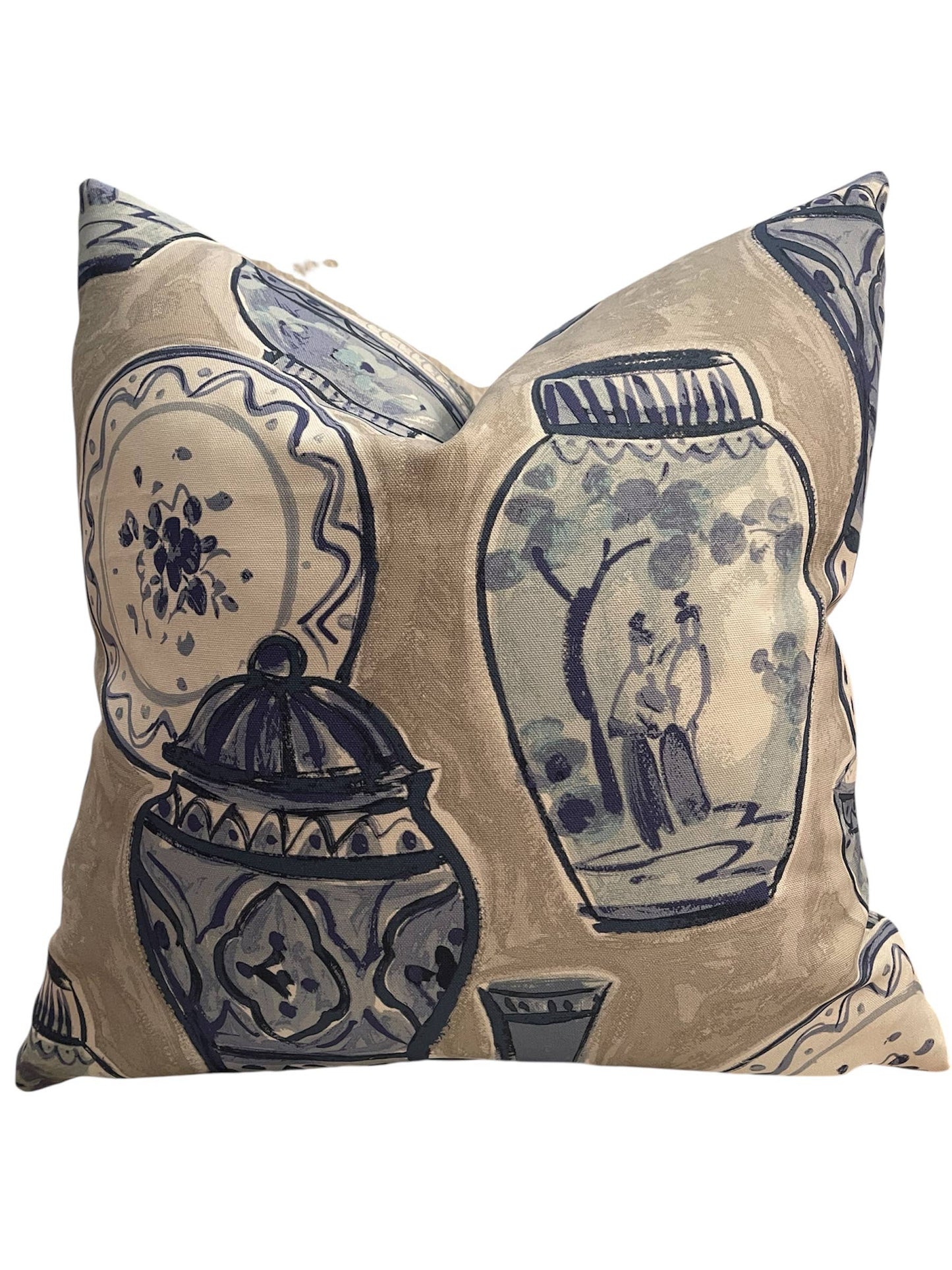 Josie Ginger Pots Pillow with Feather Insert 