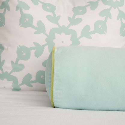 Spa Blue Velvet Bolster Pillow - Laura Park