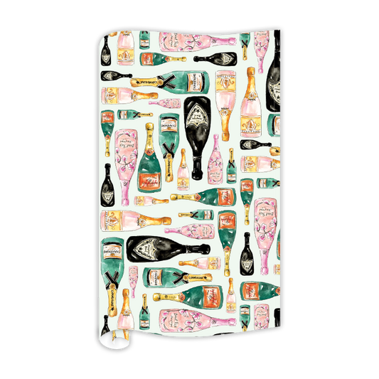 Handpainted Champagne Bottles Pattern Wrapping Paper