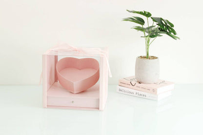 Square PVC Flower Box with Tilted Heart and Drawer