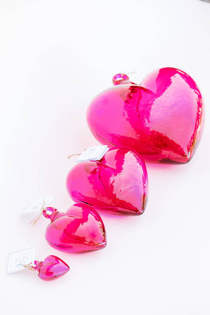 Blown Glass Heart - Pink - Large