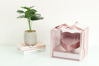 Square PVC Flower Box with Tilted Heart and Drawer