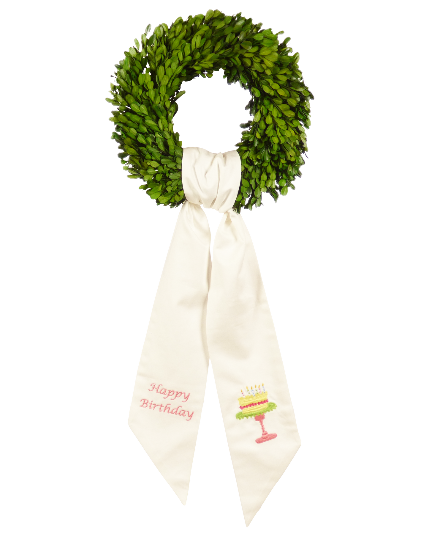 Wreath Sash: Happy Birthday (Pink)