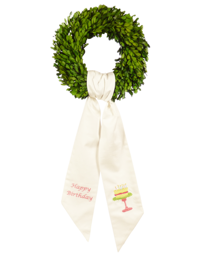 Wreath Sash: Happy Birthday (Pink)