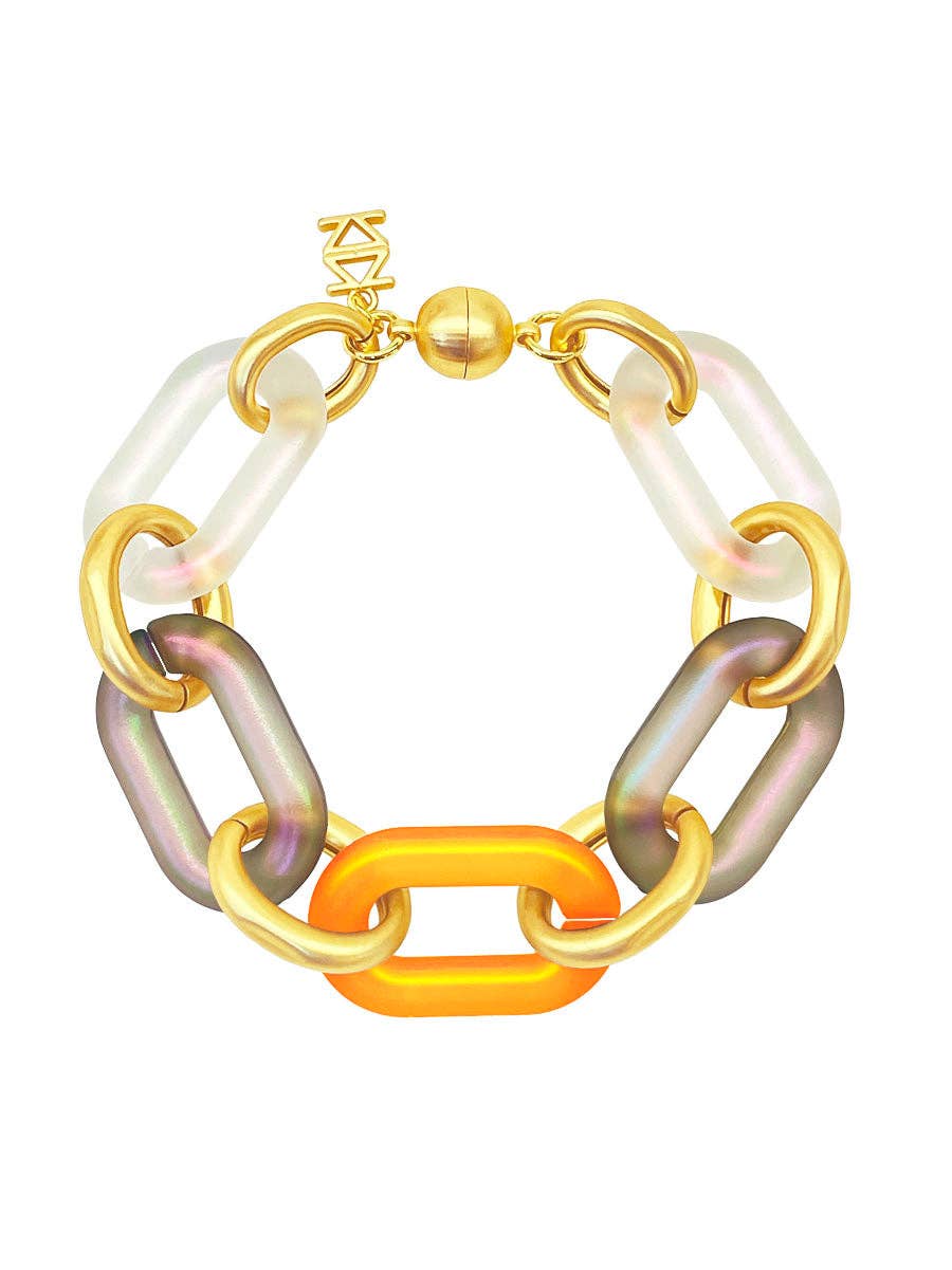 Multi-Color Resin Oval Links Bracelet
