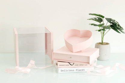 Square PVC Flower Box with Tilted Heart and Drawer