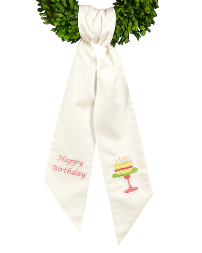 Wreath Sash: Happy Birthday (Pink)