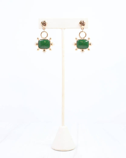 Buena Vista Stone and Pearl Drop Earring Green