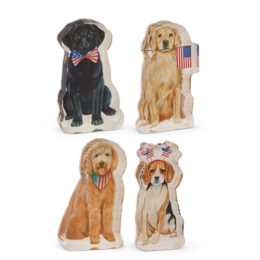 6" Patriotic Pup Acrylic Block Cut Out